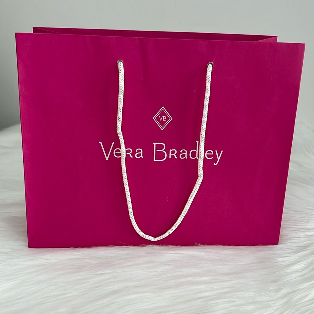 Vera Bradley Pink & White Designer Gift Bag, Shopping Bag